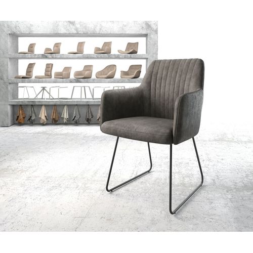 Fauteuil Greg-Flex Cadre Patin Noir Vintage Anthracite
