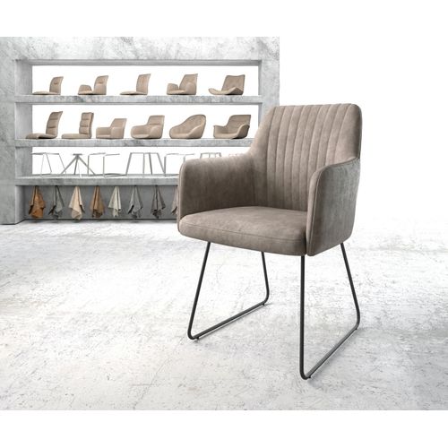 Fauteuil Greg-Flex Cadre Patin Noir Vintage Taupe