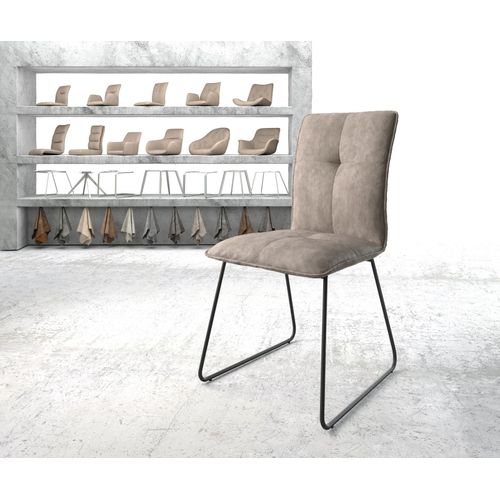 Chaise Maddy-Flex Cadre Patin Noir Vintage Taupe