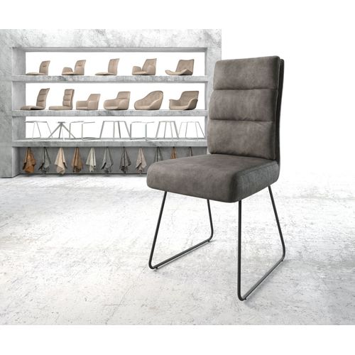 Chaise Pela-Flex Cadre Patin Noir Vintage Anthracite