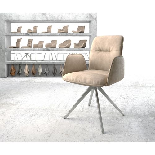 Chaise-Pivotante Vinja-Flex Cadre Croisé Carré Acier Inoxydable Vintage Beige