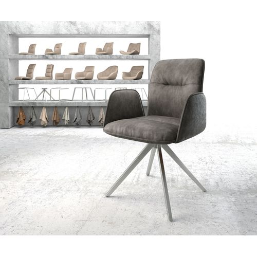 Chaise-Pivotante Vinja-Flex Cadre Croisé Carré Acier Inoxydable Vintage Anthracite