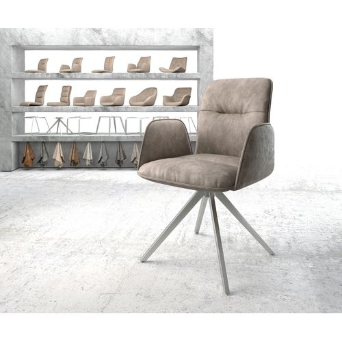 Chaise-Pivotante Vinja-Flex Cadre Croisé Carré Acier Inoxydable Vintage Taupe