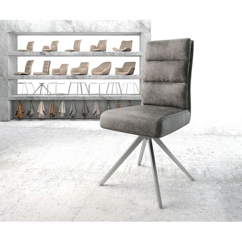 Chaise-Pivotante Pela-Flex Cadre Croisé Carré Acier Inoxydable Vintage Gris
