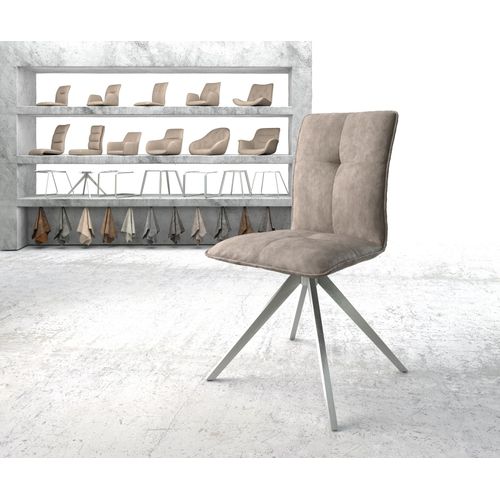 Chaise-Pivotante Maddy-Flex Cadre Croisé Carré Acier Inoxydable Vintage Taupe