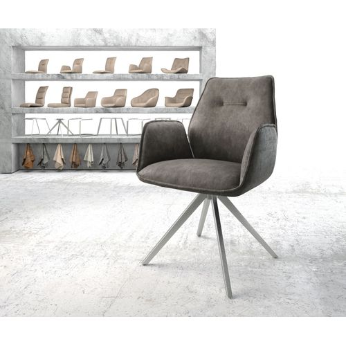 Chaise-Pivotante Zoa-Flex Cadre Croisé Carré Acier Inoxydable Vintage Anthracite
