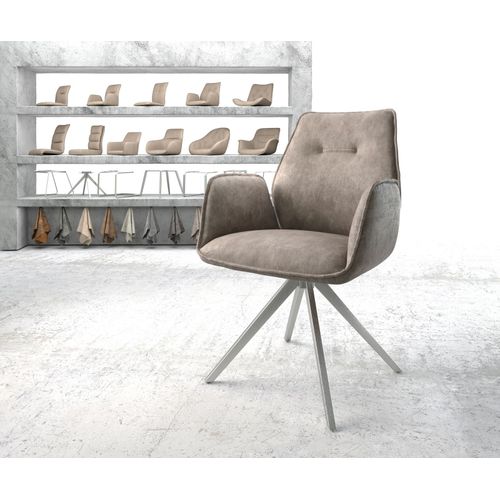 Chaise-Pivotante Zoa-Flex Cadre Croisé Carré Acier Inoxydable Vintage Taupe