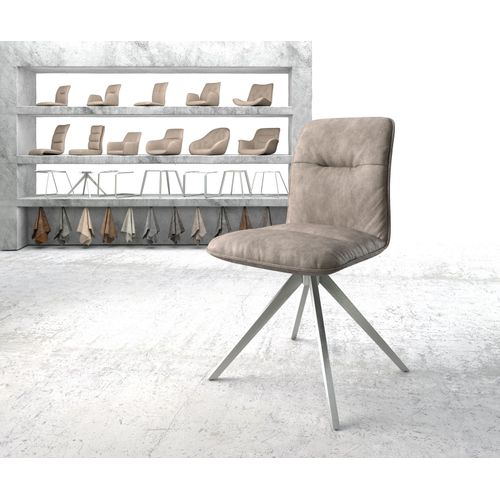 Chaise-Pivotante Vinjo-Flex Cadre Croisé Carré Acier Inoxydable Vintage Taupe