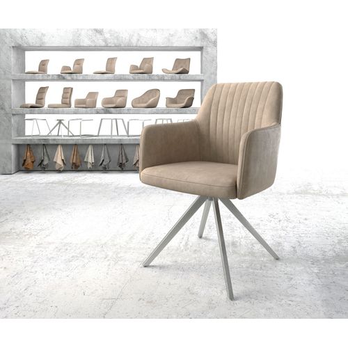 Chaise-Pivotante Greg-Flex Cadre Croisé Carré Acier Inoxydable Vintage Beige