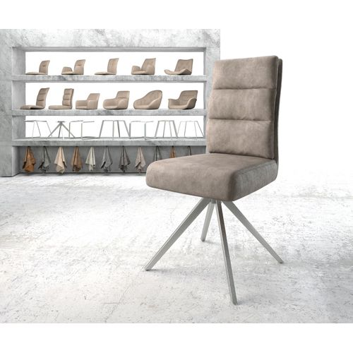 Chaise-Pivotante Pela-Flex Cadre Croisé Carré Acier Inoxydable Vintage Taupe