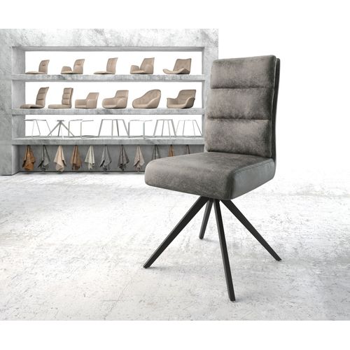 Chaise-Pivotante Pela-Flex Cadre Croisé Carré Noir Vintage Gris