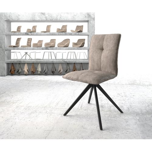 Chaise-Pivotante Maddy-Flex Cadre Croisé Carré Noir Vintage Taupe