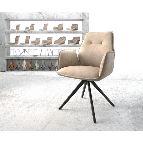 Chaise-Pivotante Zoa-Flex Cadre Croisé Carré Noir Vintage Beige