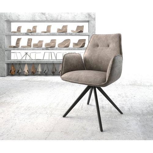 Chaise-Pivotante Zoa-Flex Cadre Croisé Carré Noir Vintage Taupe
