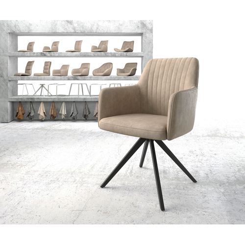 Chaise-Pivotante Greg-Flex Cadre Croisé Carré Noir Vintage Beige