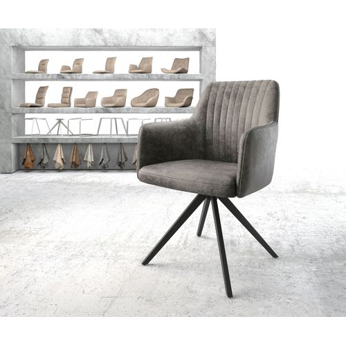 Chaise-Pivotante Greg-Flex Cadre Croisé Carré Noir Vintage Gris