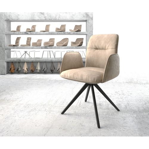 Chaise-Pivotante Vinja-Flex Cadre Croisé Carré Noir Vintage Beige
