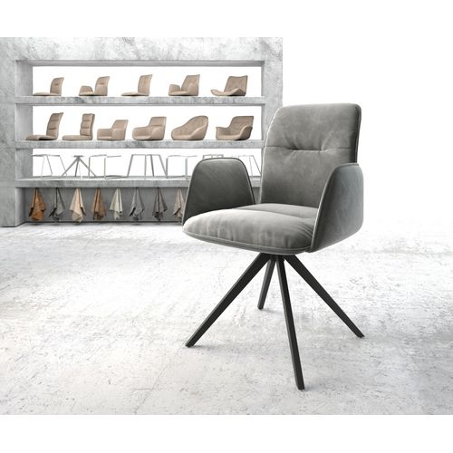 Chaise-Pivotante Vinja-Flex Cadre Croisé Carré Noir Velours Gris