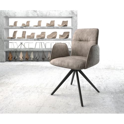 Chaise-Pivotante Vinja-Flex Cadre Croisé Carré Noir Vintage Taupe