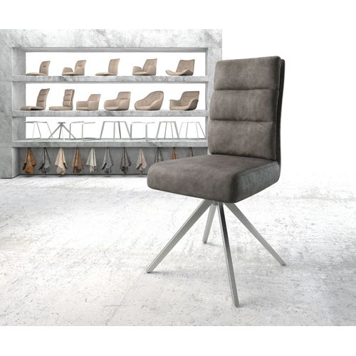 Chaise-Pivotante Pela-Flex Cadre Croisé Carré Acier Inoxydable Vintage Anthracite