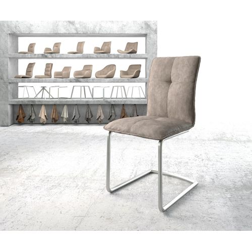 Chaise Maddy-Flex Cantilever Rond Acier Inoxydable Vintage Taupe