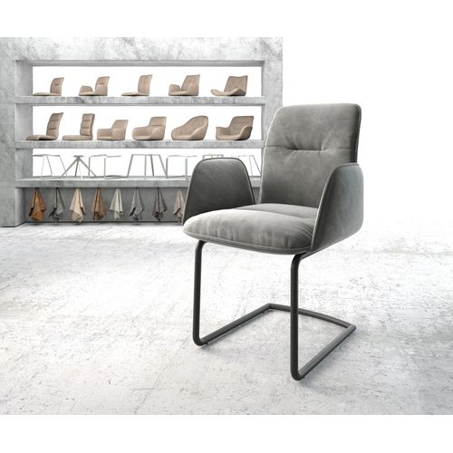 Fauteuil Vinja-Flex Cantilever Rond Noir Velours Gris