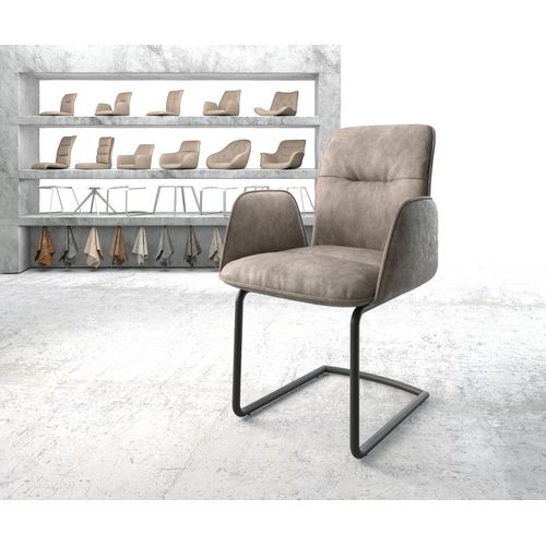 Fauteuil Vinja-Flex Cantilever Rond Noir Vintage Taupe