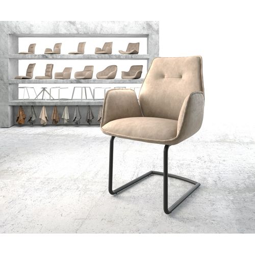 Fauteuil Zoa-Flex Cantilever Rond Noir Vintage Beige