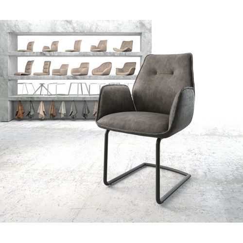 Fauteuil Zoa-Flex Cantilever Rond Noir Vintage Anthracite