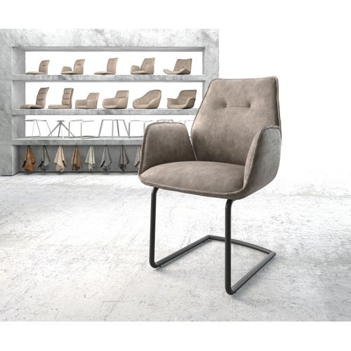 Fauteuil Zoa-Flex Cantilever Rond Noir Vintage Taupe