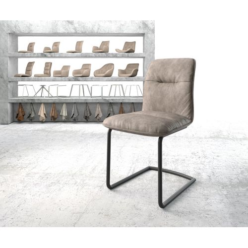 Chaise Vinjo-Flex Cantilever Rond Noir Vintage Taupe