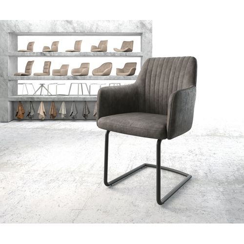 Fauteuil Greg-Flex Cantilever Rond Noir Vintage Anthracite