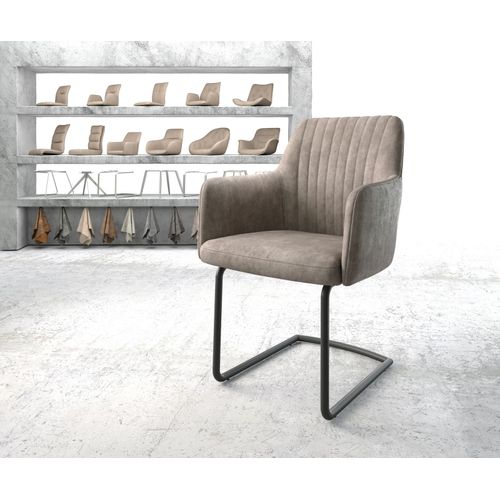 Fauteuil Greg-Flex Cantilever Rond Noir Vintage Taupe