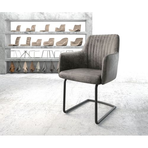 Fauteuil Greg-Flex Cantilever Rond Noir Vintage Gris