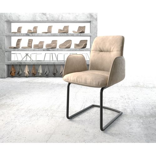 Fauteuil Vinja-Flex Cantilever Rond Noir Vintage Beige