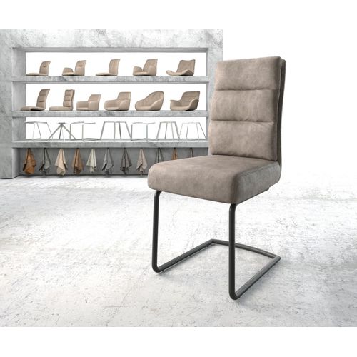 Chaise Pela-Flex Cantilever Rond Noir Vintage Taupe