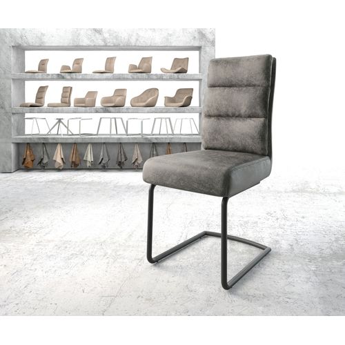 Chaise Pela-Flex Cantilever Rond Noir Vintage Gris