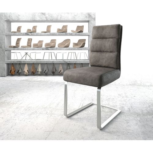Chaise Pela-Flex Cantilever Plat Acier Inoxydable Vintage Anthracite
