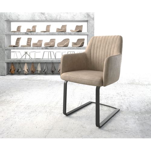 Fauteuil Greg-Flex Cantilever Plat Noir Vintage Beige