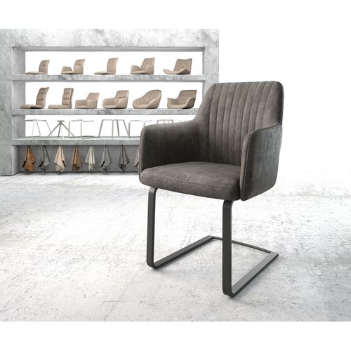 Fauteuil Greg-Flex Cantilever Plat Noir Vintage Anthracite
