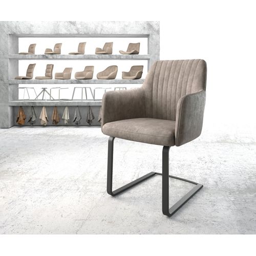 Fauteuil Greg-Flex Cantilever Plat Noir Vintage Taupe