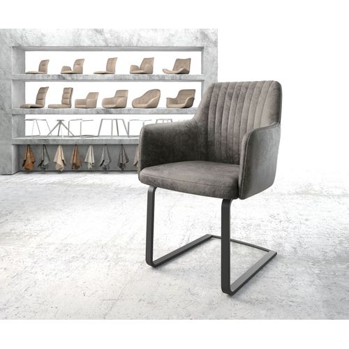 Fauteuil Greg-Flex Cantilever Plat Noir Vintage Gris