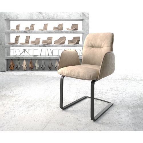 Fauteuil Vinja-Flex Cantilever Plat Noir Vintage Beige