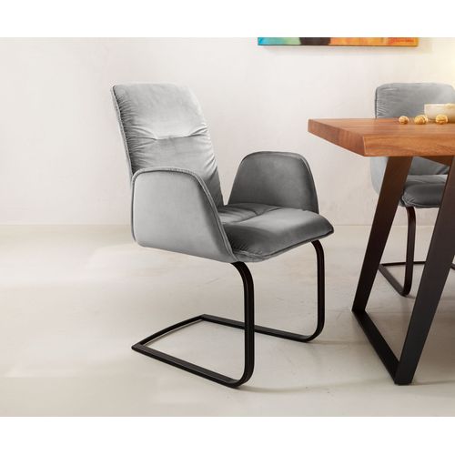 Fauteuil Vinja-Flex Cantilever Plat Noir Velours Gris