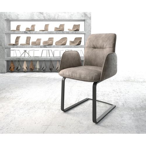Fauteuil Vinja-Flex Cantilever Plat Noir Vintage Taupe