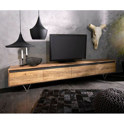 Table-Tv Stonegrace Acacia Nature 240 Cm 4 Portes Design Lowboard