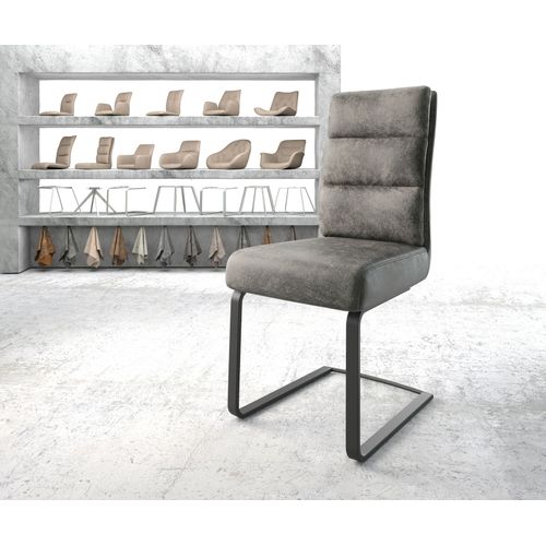 Chaise Pela-Flex Cantilever Plat Noir Vintage Gris