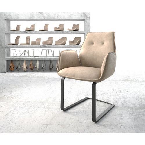 Fauteuil Zoa-Flex Cantilever Plat Noir Vintage Beige