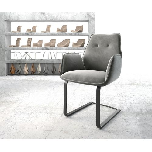 Fauteuil Zoa-Flex Cantilever Plat Noir Velours Gris