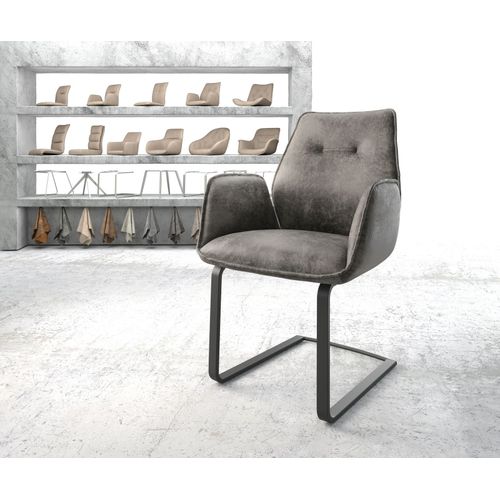 Fauteuil Zoa-Flex Cantilever Plat Noir Vintage Gris
